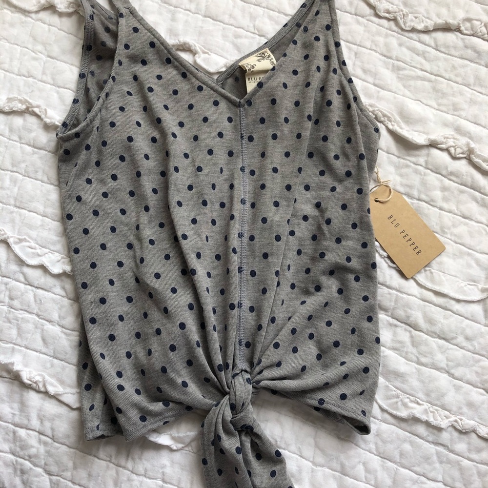 Brand new Blu Pepper polka dotted tank:)